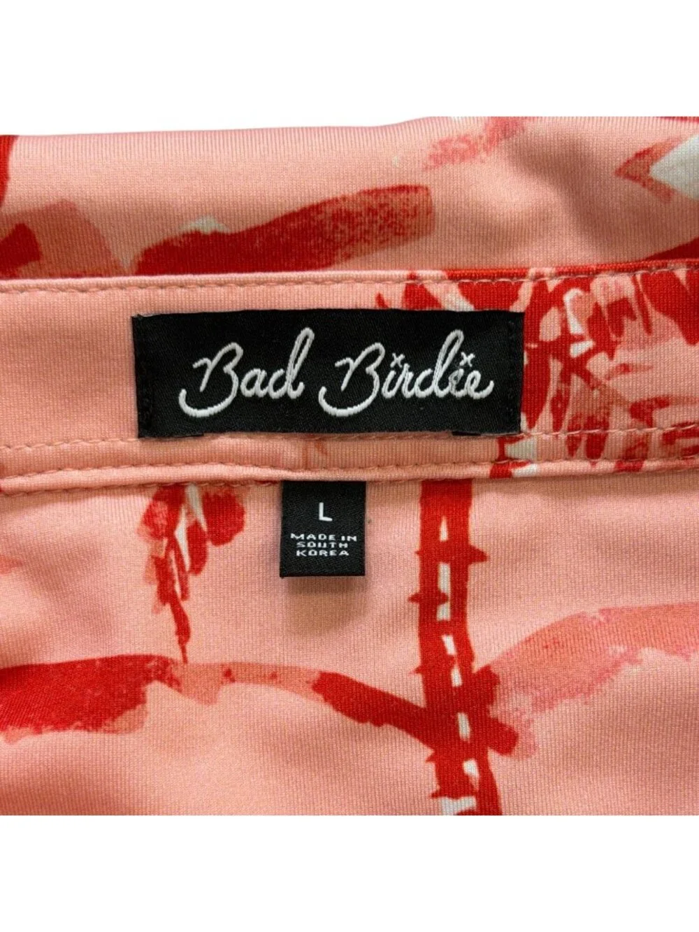Bad Birdie Mens Size L Ricky Rose Polo Golf Shirt Stretch Tropical Performance - Picture 3 of 6